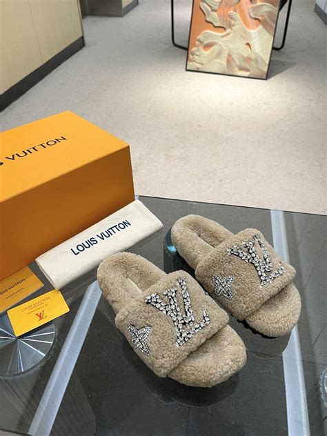 louis vuitton slider|louis vuitton fuzzy slides.